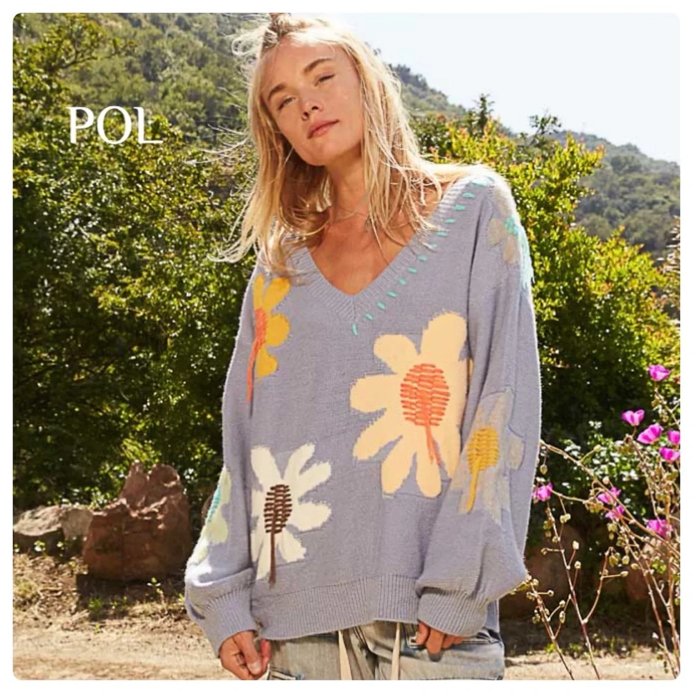 LAST ONE $48 start #258 πPOL Floral Sweater - Picture 1 of 8